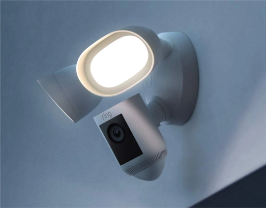Ring Floodlight Cam Wired Pro with Bird’s Eye View and 3D Motion Detection, White